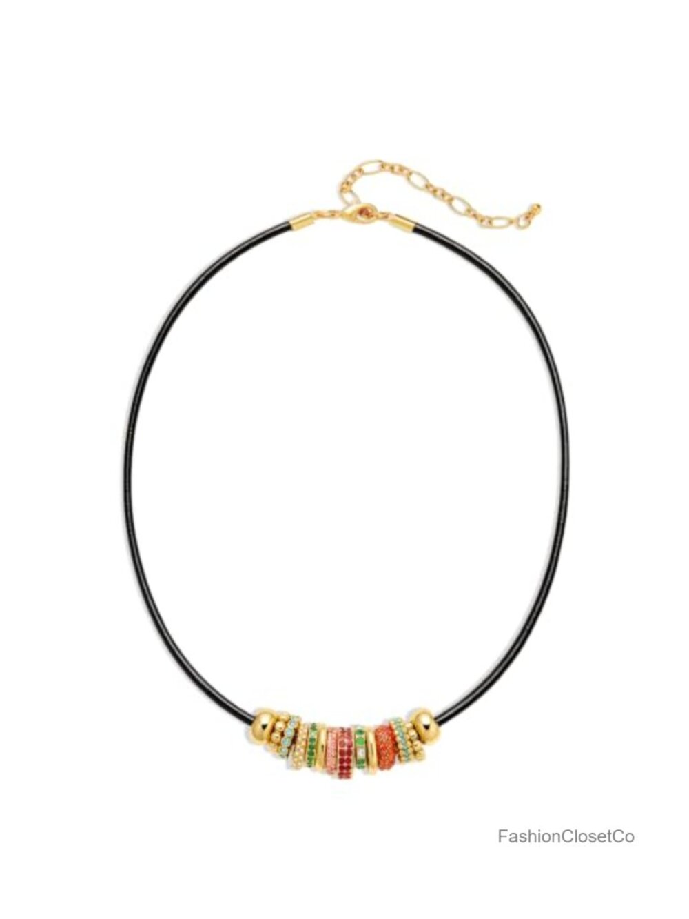 Paracord Rope Choker Statement Necklace with Pendant, Gold-Plated, Adjustable,
